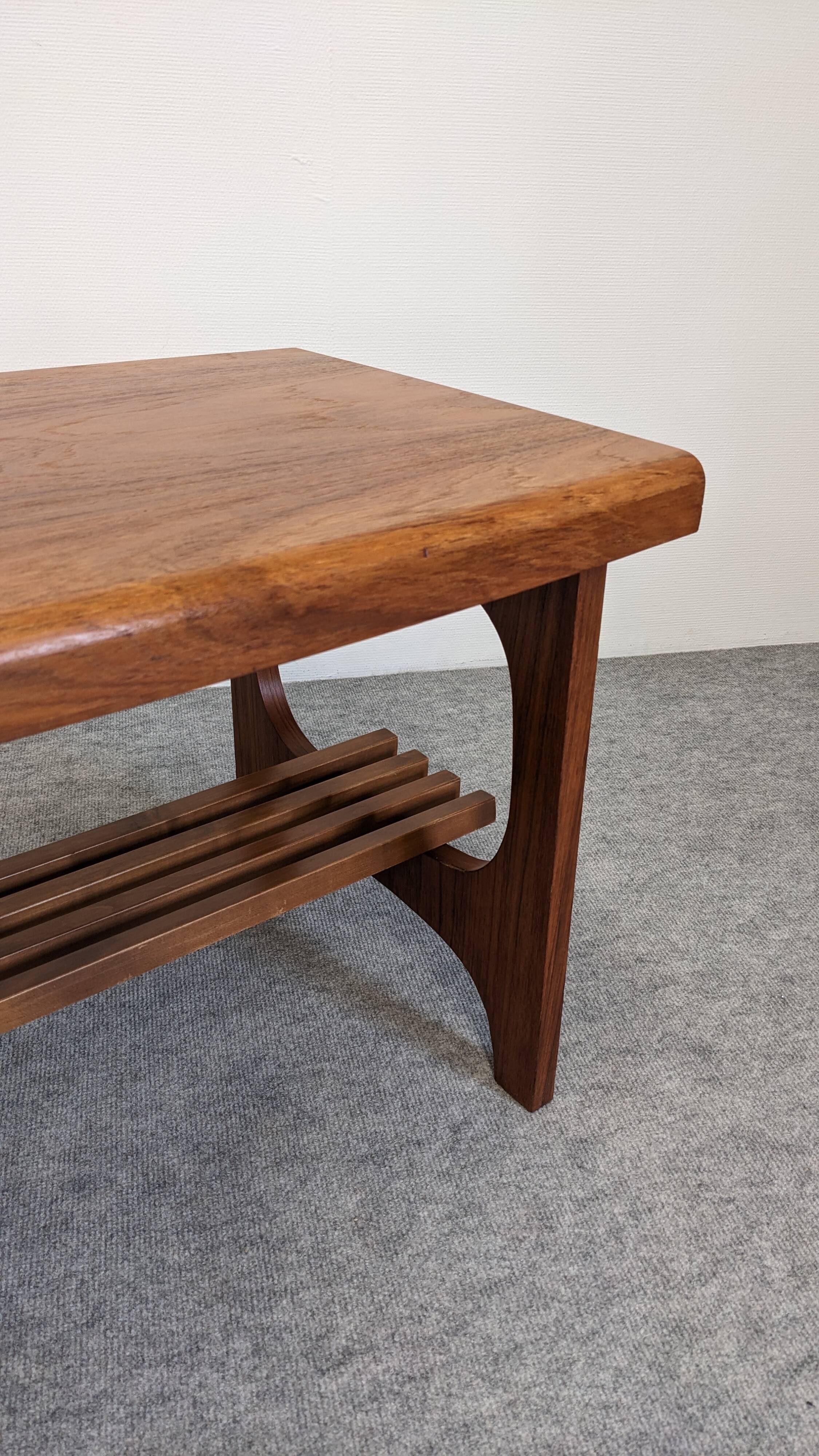 Scandinavian teak coffee table with magazine rack, Sweden circa 1960.