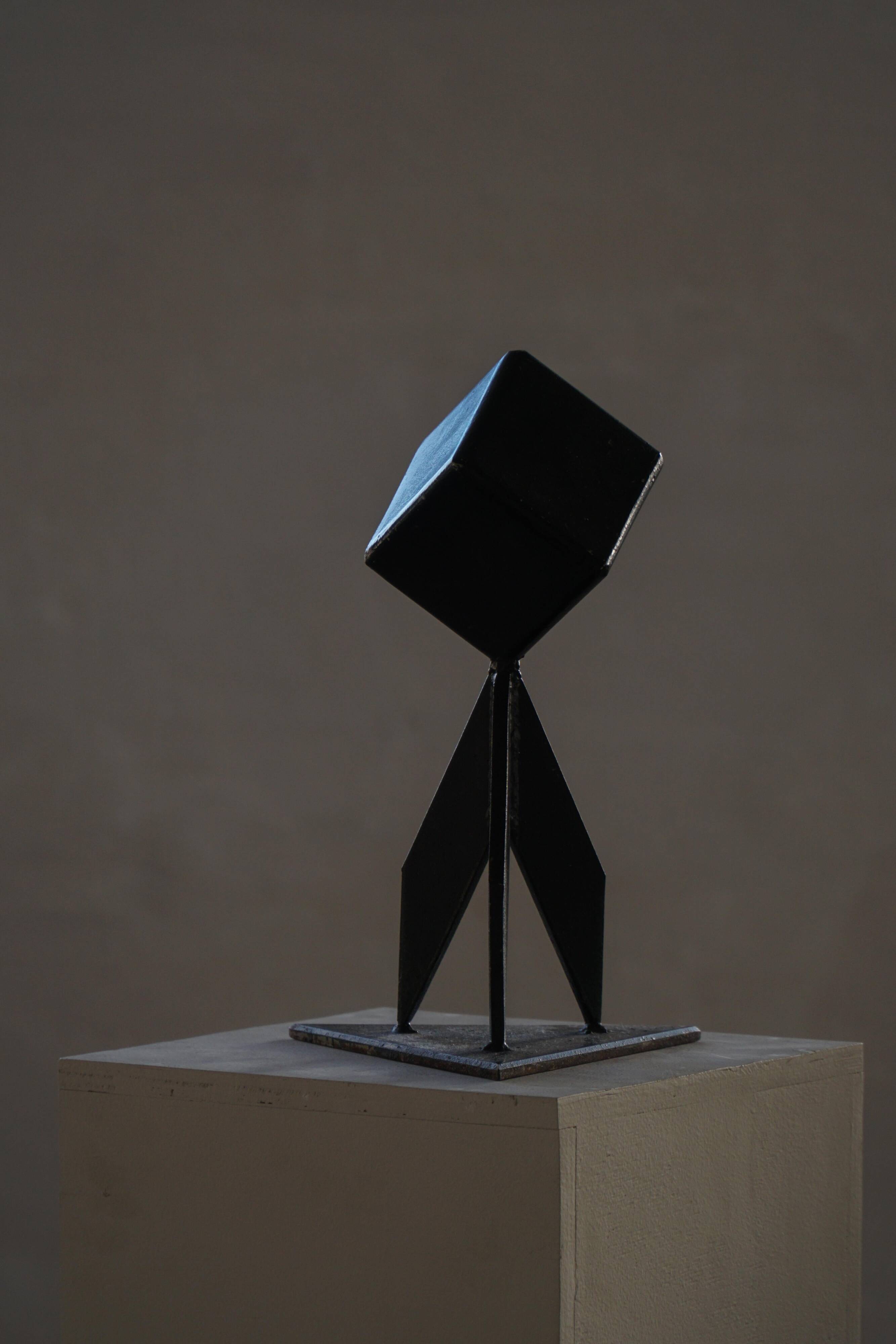 Abstract decorative Scandinavian metal sculpture from the mid-20th century, around the 1950s.