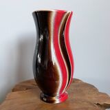 Red-Brown Verceram Vase Model 6390-28, French Mid-Century Modern Art Pottery from the 1960s