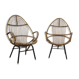 Rattan armchairs by Rohe Noordwolde, Netherlands, 1960