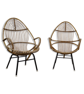 Fauteuils en rotin par Rohe Noordwolde, Pays-Bas,1960