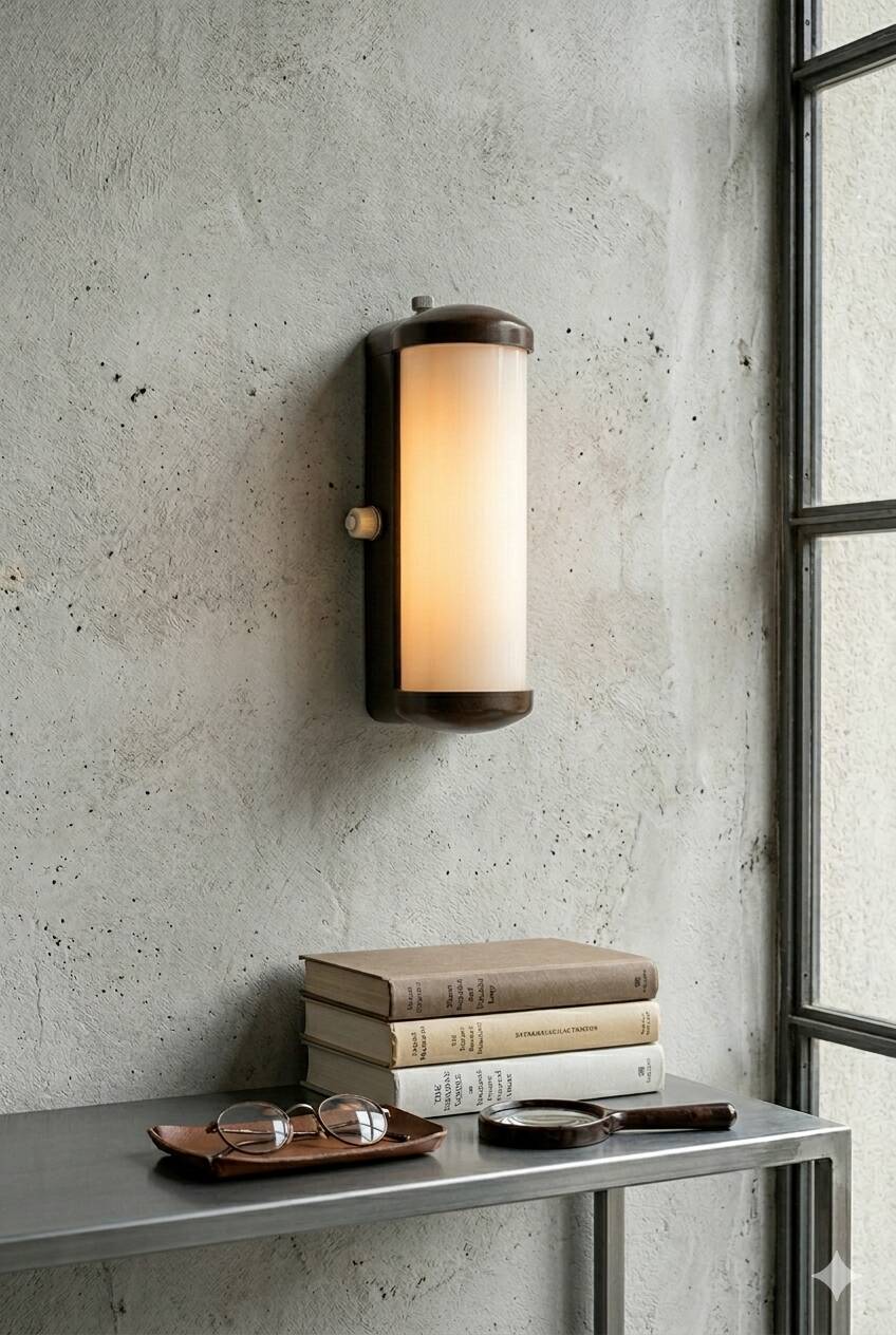 Vintage Bakelite and Opaline Wall Light Art Deco-Bauhaus