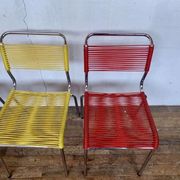 Series of 4 vintage chairs scoubidou of the 1950s