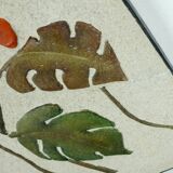 Mid century ceramic and plaster wall tile floral decor leaves and blossoms 1950s wgp