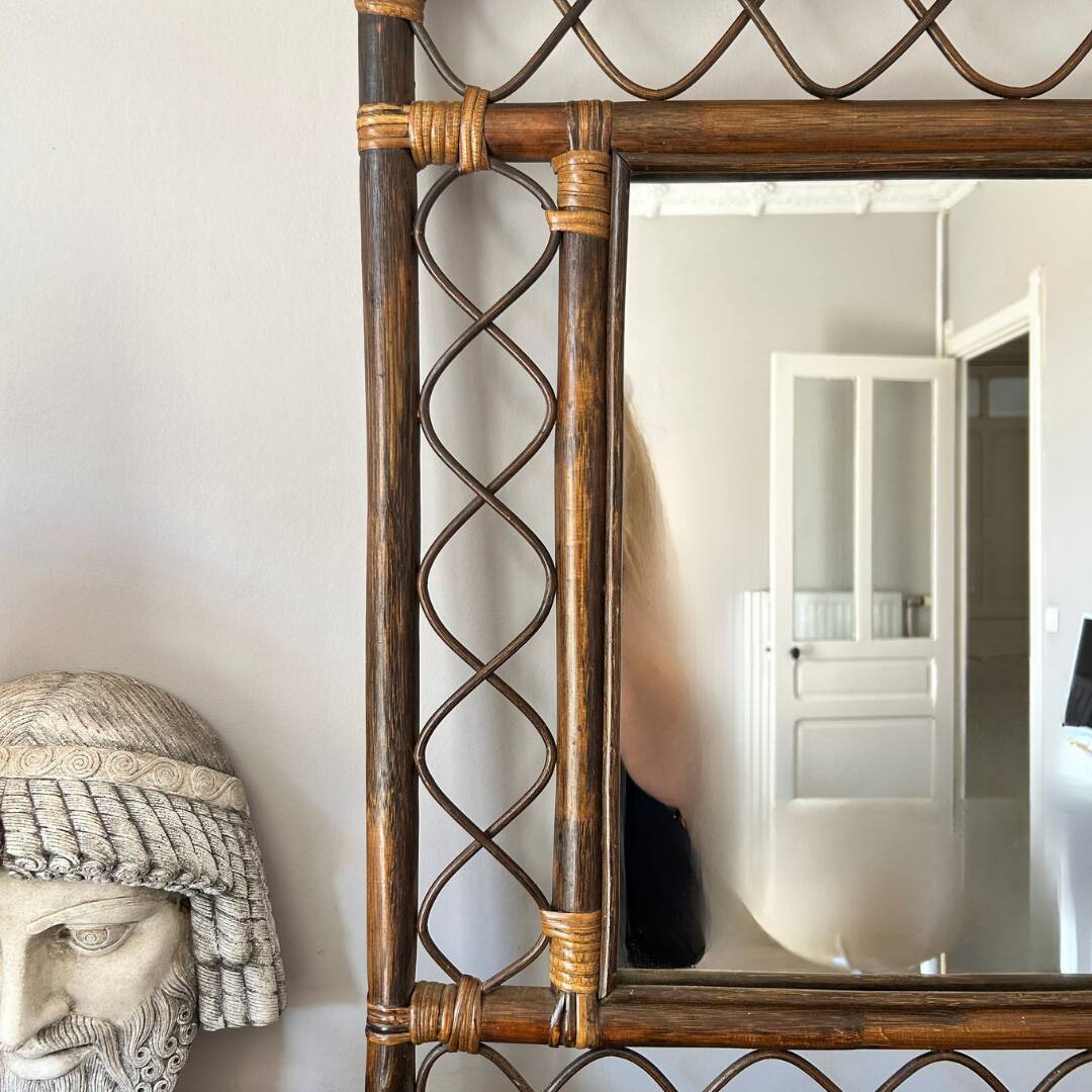 Miroir rotin 70's