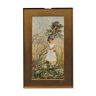 Painting Edwin Harris 1855 - 1906, child picking spring blossom, framed watercolour