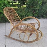 Rohe Noorwolde rattan rocking chair from the 60s