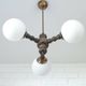 Wooden Sputnik Chandelier Vintage Pendant Lamp Rustic Hanging Light 1970's