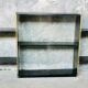 Set of black and gold metal string shelves with glass box - vintage 1960