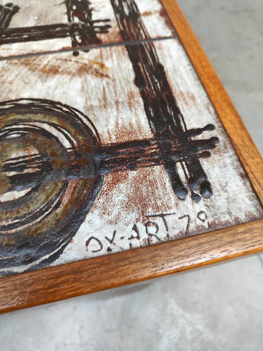Vintage Danish ceramic teak side table Ox-Art Trioh 'Square'