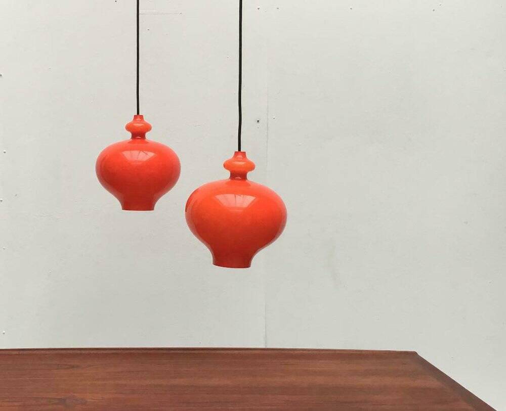 Mid-century Swedish space-age glass pendant lamp by Hans-Agne Jakobsson for Staff and Holmegaard, 1960s.
