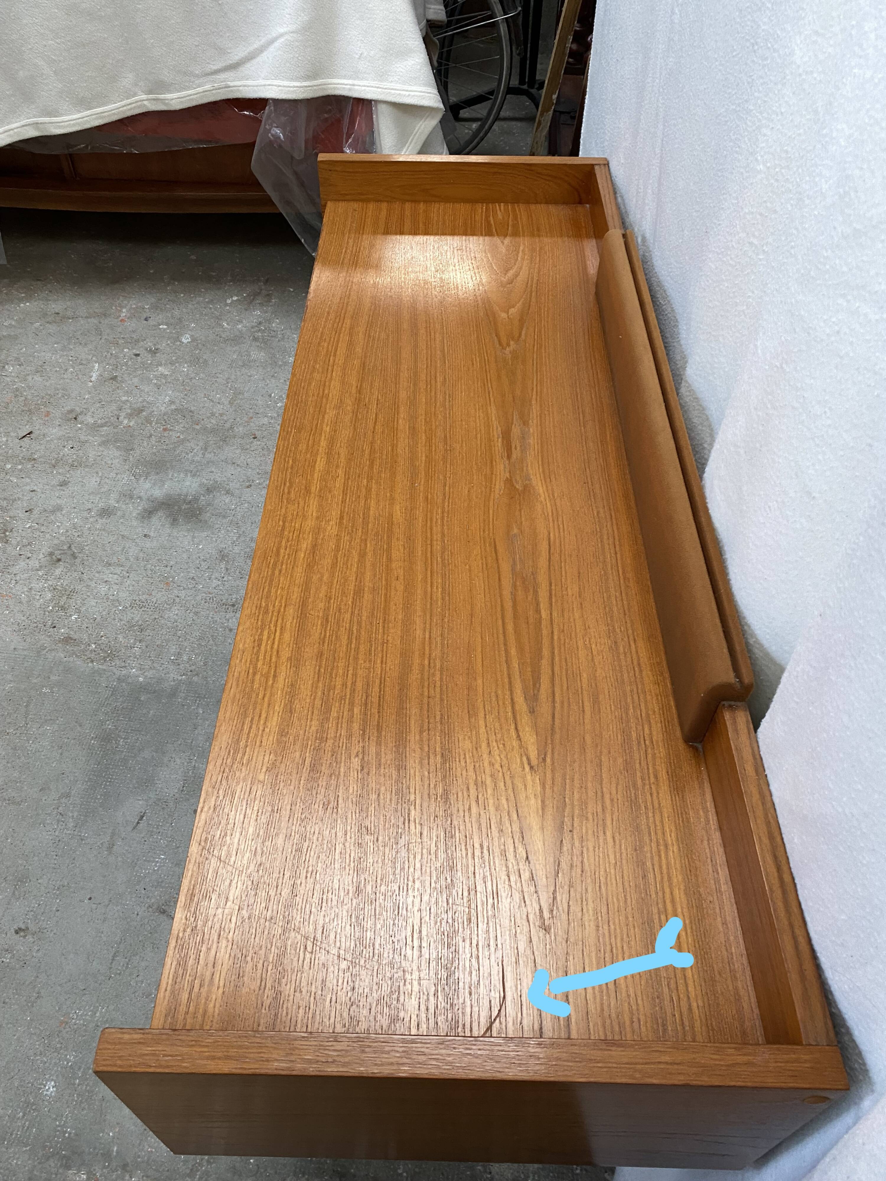 Vanity cabinet design 1970 . Teak plating. Sold without mirror.