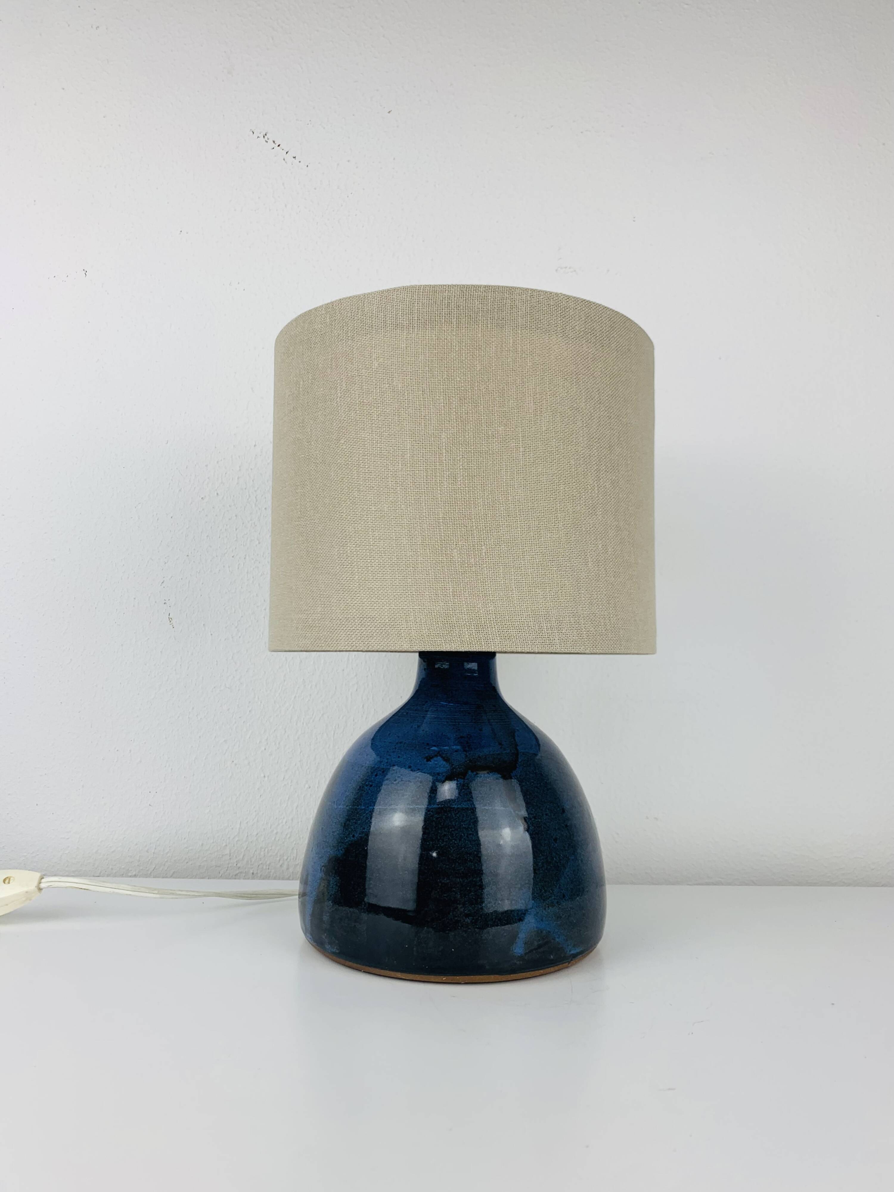 Vintage blue ceramic lamp, 1960s