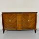 Antique art deco sideboard from the 1930s with veneered wood and bronze insert