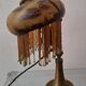 Antique signed reverse painted bronze table lamp, 1910-20