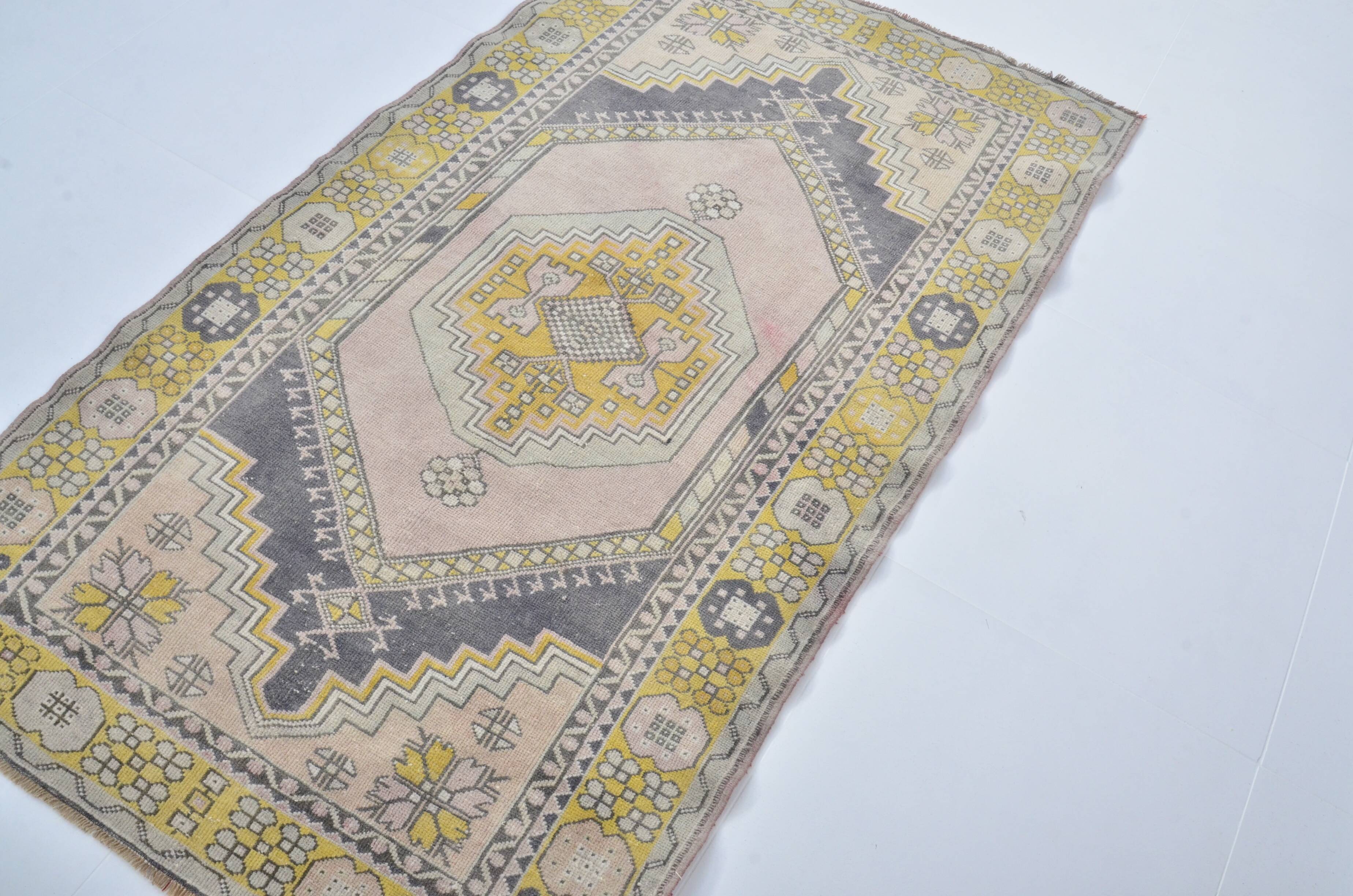 Anatolian Light Pink & yellow Vintage Rug sku 3574