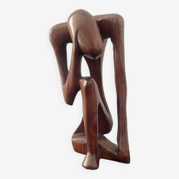 Sculpture en bois le Penseur
