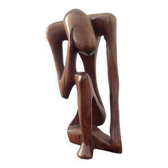Wooden sculpture the Thinker