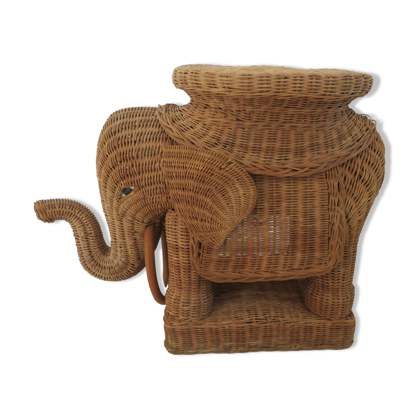 Side table elephant rattan or piece of sofa 60s 70s