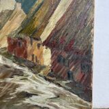 Painting "The Village under the Flood", oil on canvas