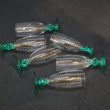 6 Luminarc molière champagne flutes aqua green foot