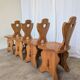 Vintage Alpine Wooden Chairs (Set of 4) Heart Cut-Out