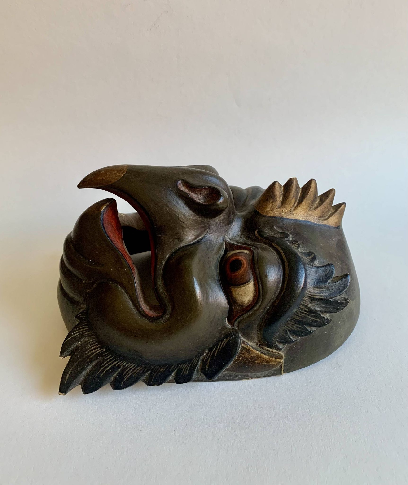 Set of 3 Hand-Carved Old  Wooden Masks South Asia