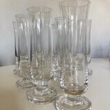 Set of 10 Scandinavian champagne flutes in half crystal sounding 1960