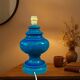 Antique large lamp base in duck blue glazed ceramic