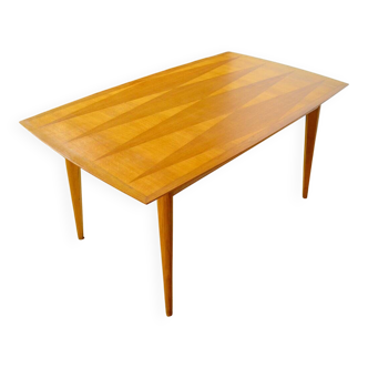 Vintage 1960s light oak table & compass legs