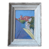 Painting signed Jean-Maurice Valmier, Rue des Jasmins, Perpignan