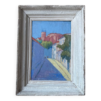 Painting signed Jean-Maurice Valmier, Rue des Jasmins, Perpignan