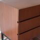 Teak chest of drawers with 3 drawers, black metal legs, 1960s.