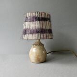 Sandstone lamp with its original wool lampshade, 1970s