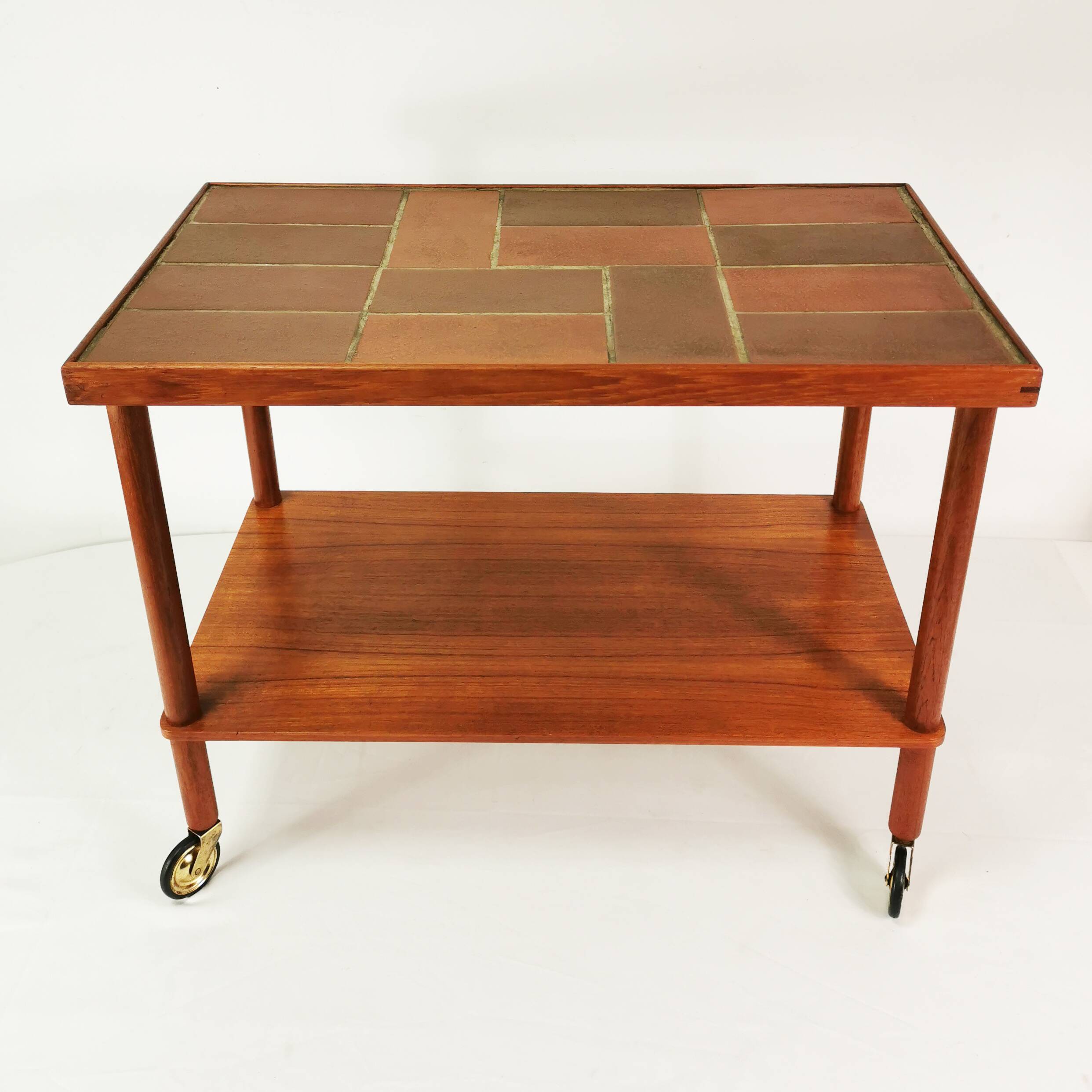 Mobile teak table mid century, denmark, 1960s.
