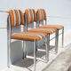 Lot 3 chaises tissu vintage, chaise métal chromé, tissu laine orange/marron/beige, rétro