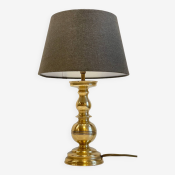Chic solid brass and vintage fabric lamp
