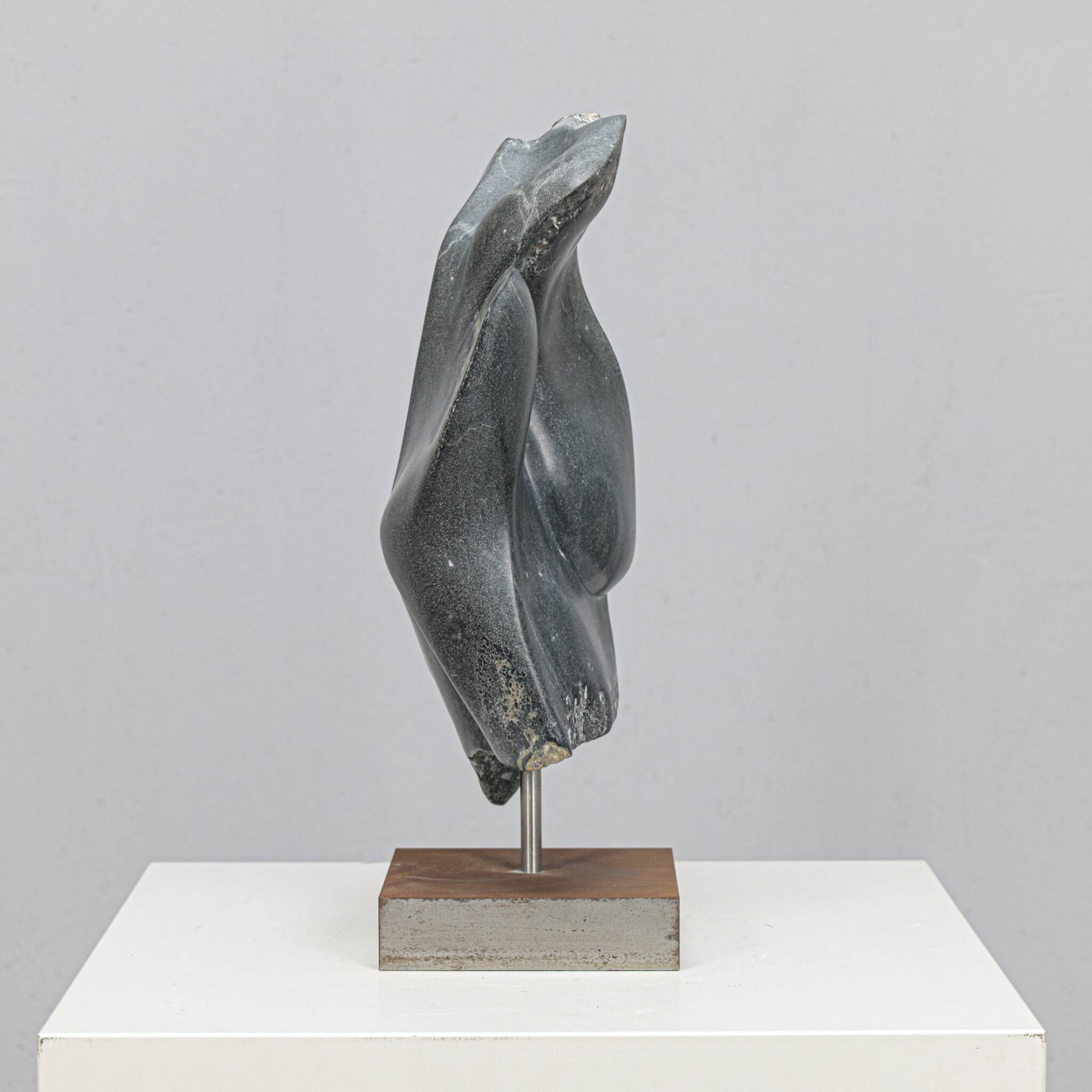 Abstract dolomite stone sculpture by Ineke van Zuuren, Netherlands, 1980s