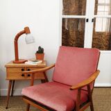 Articulated lamp in pine and opaline