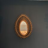 Vintage rattan sun mirror