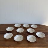 Set of 10 small soup plates with blue flower frieze pattern