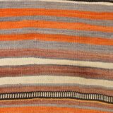 2x10 Pistriped Orange & Green Vintage Kilim Runner Rug, 69x325Cm
