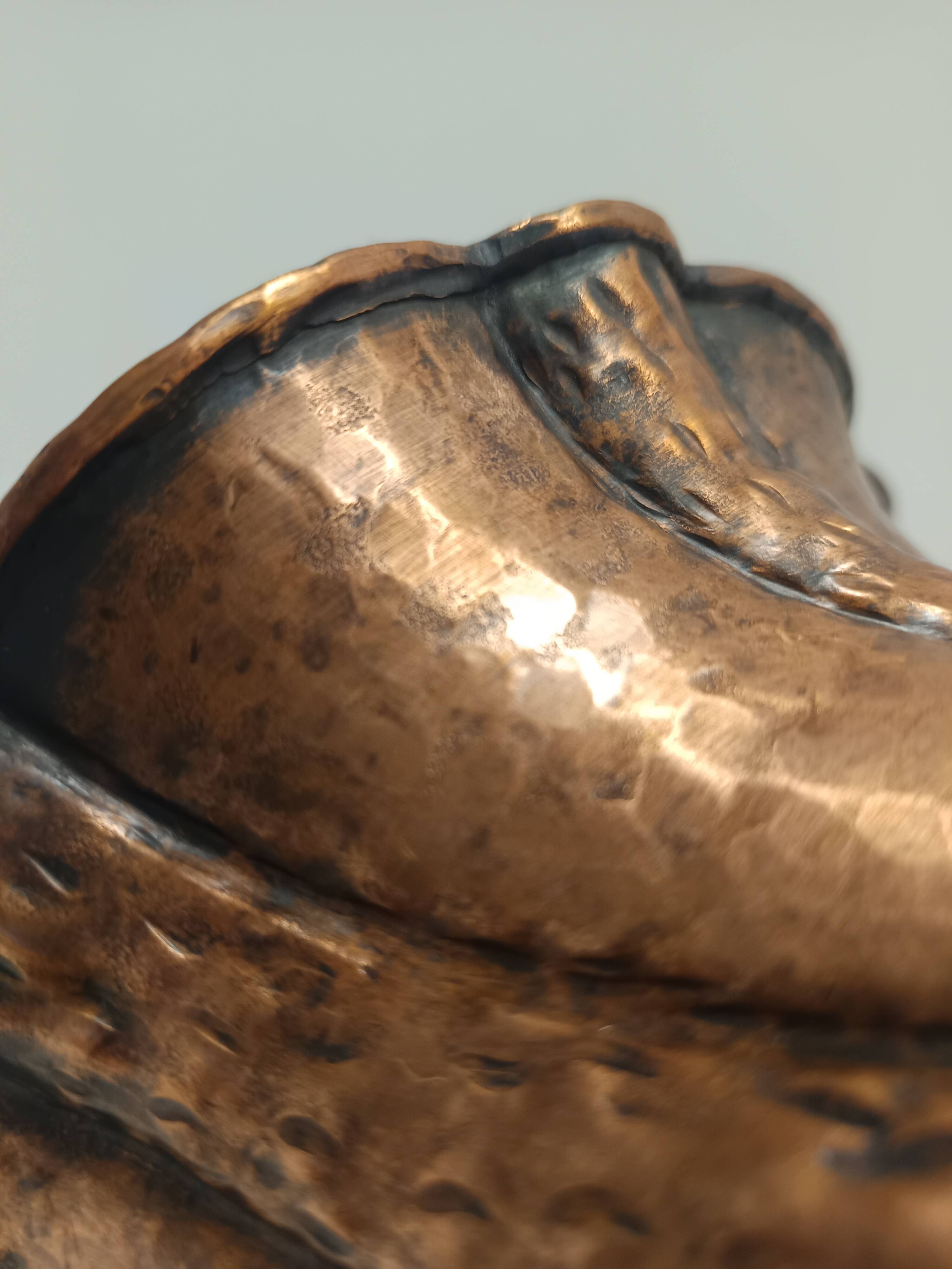 Round Embossed Copper Cachepot / Vase attr. to Egidio Casagrande, Italy