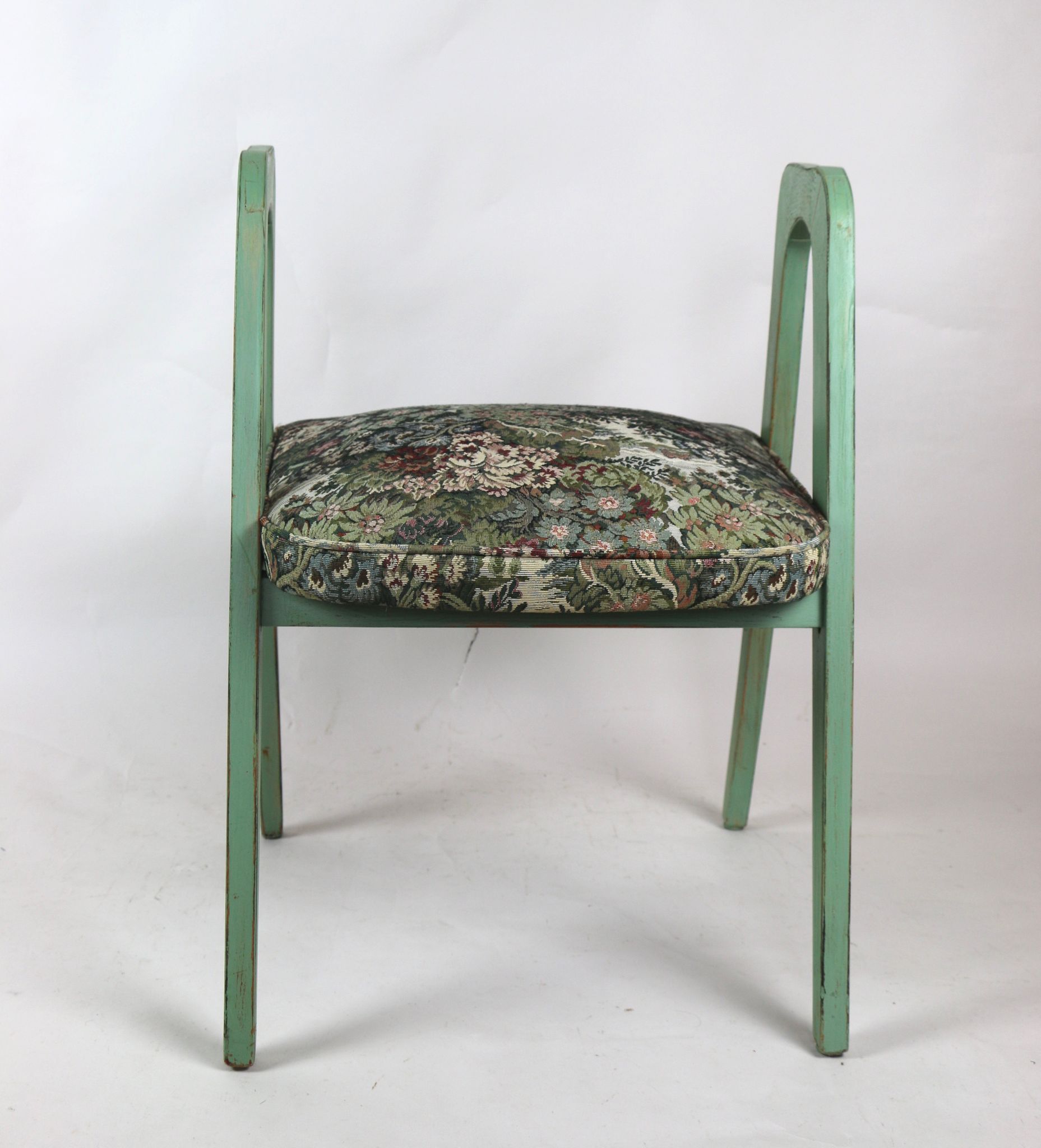 Lot de 2 tabourets verts à fleurs vintage