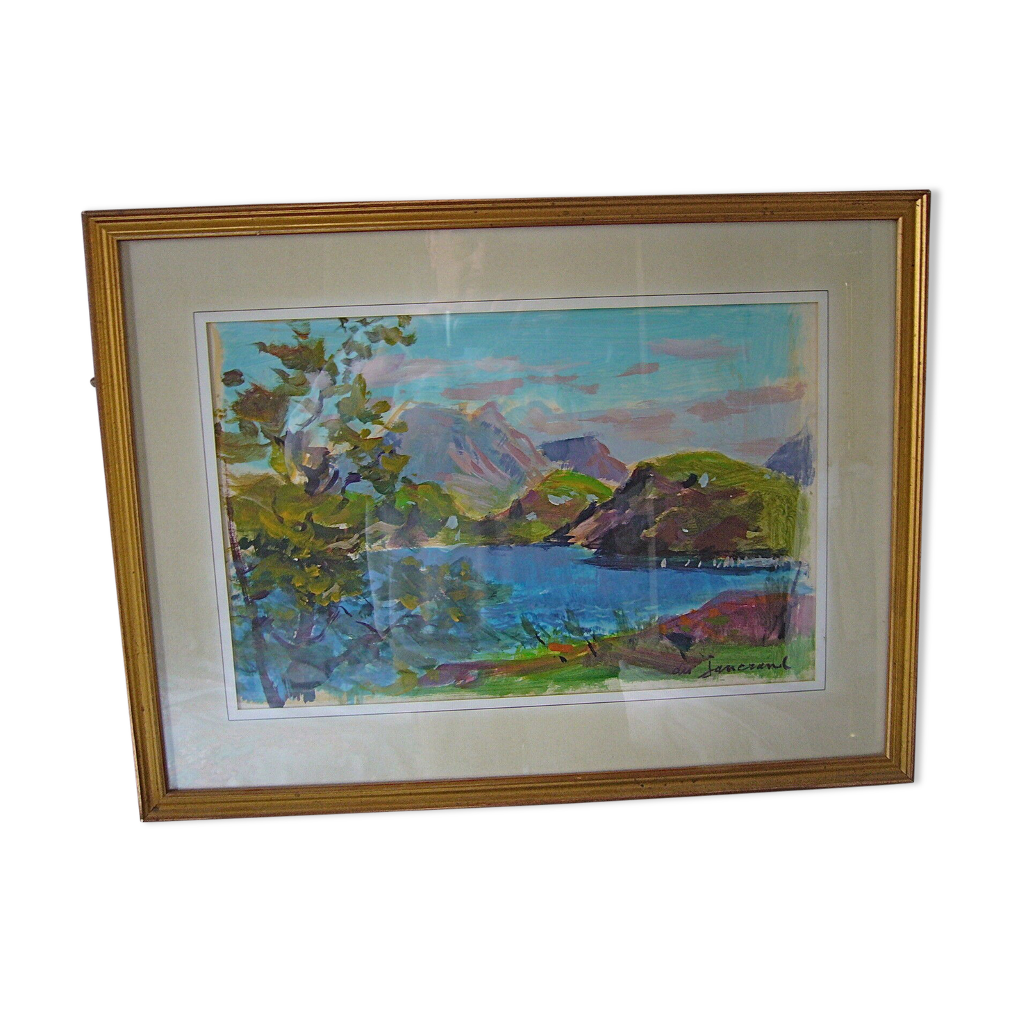 Impressionist painting, signed daniel du janerand (lac bleu ecosse) at bénézit
