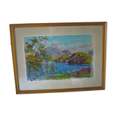 Impressionist painting, signed daniel du janerand (lac bleu ecosse) at bénézit