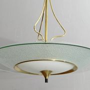 Fontana Arte Style Mid-Century Italian Glass and Brass Chandelier 40s
