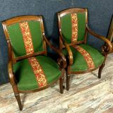 Pair of Empire period restoration mahogany armchairs