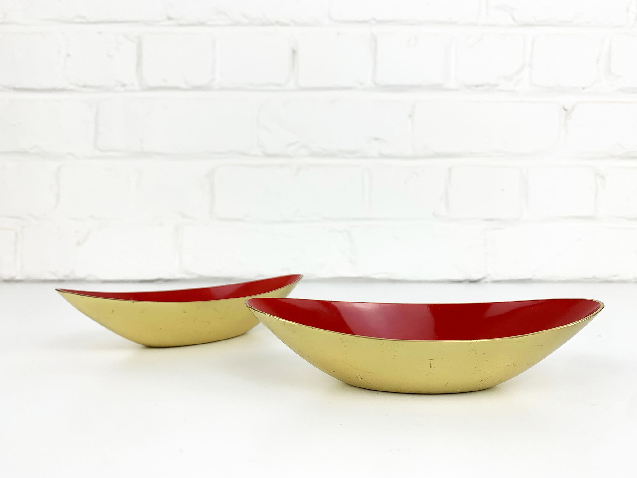 Pair of Scandinavian brass cups or bowls Ystad Metall, design Gunnar Ander, Sweden