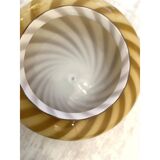 Plafonnier ou applique murale italienne en verre de Murano blanc laiteux et tourbillons verts